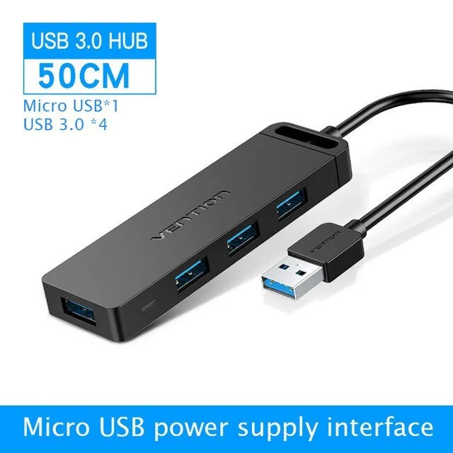 usb 30 hub 4-port | aluminum alloy usb splitter | high-speed data transfer hub | ultrasonic cleaning