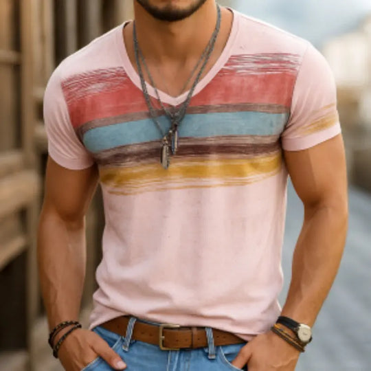 Mens 3D Digital-Print Short-Sleeve T-Shirt L - back view