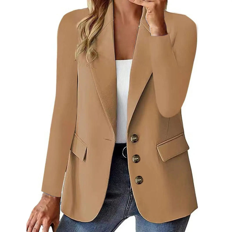 Fashion Casual Women Blazer Long-sleeved Solid Color Casual Cardigan Small Suit Jacket For Women Elegant Office Lady Outerwear Meifu Market