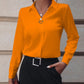 Commuter V-neck Long-sleeved Shirts Ins Fashion Solid Color Pullover Top Autumn And Spring Women's Clothing Meifu Market