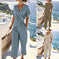 Women's V-Neck Two-Piece Pleated Suit Set - Meifu Market