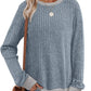 Color Matching Casual Round Neck Pullover Long Sleeve Top Meifu Market