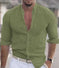 Men's Long Sleeve Shirt With Button Casual Solid Color Tops For Spring Autumn Gray - available style options
