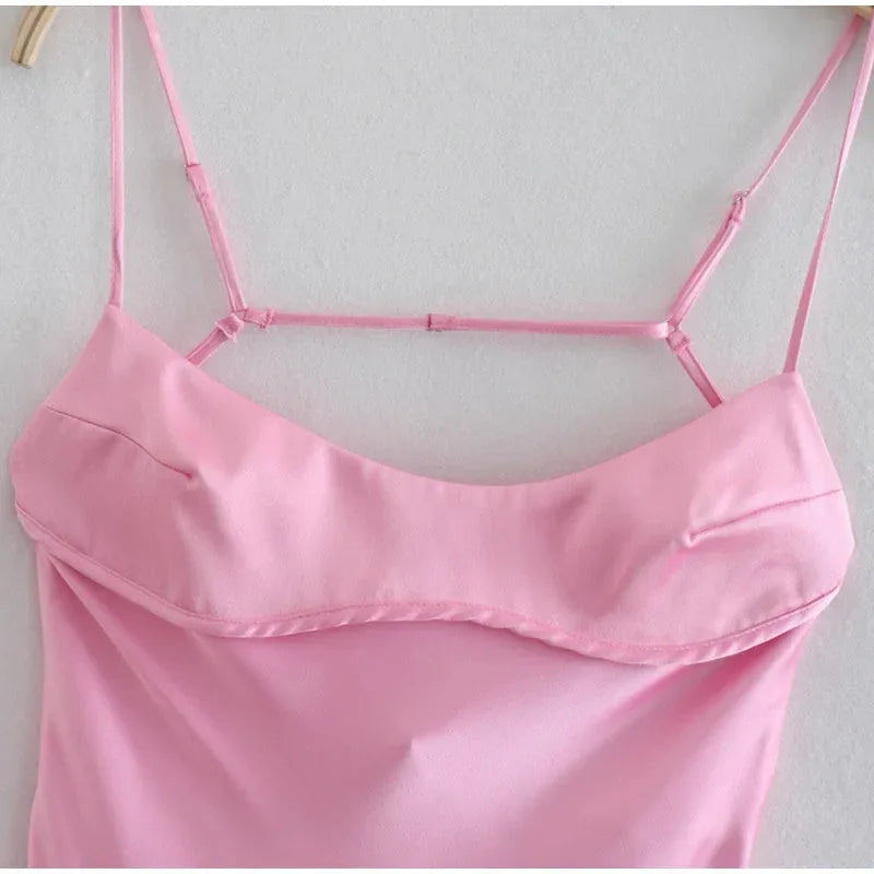 satin camisole dress | backless slip dress | sleeveless maxi dress | energy saving