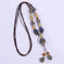 retro ceramic beaded necklace | hollow leaf pendant necklace | layered boho necklace for women | energy saving