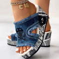 Newspaper Skull Original Hem Platform Wedge Slides - Anklet Not Included Meifu Market