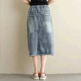 plus size embroidered denim skirt | heavy embroidery maxi skirt | ethnic style denim skirt | energy saving