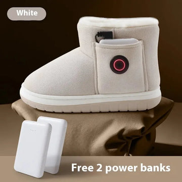 rechargeable heated shoes | electric foot warmers | temperature regulating slippers | ultrasonic cleaning