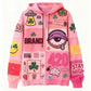 polyester-blend sweater | oversized fit pullover | long-sleeve printed top | energy saving