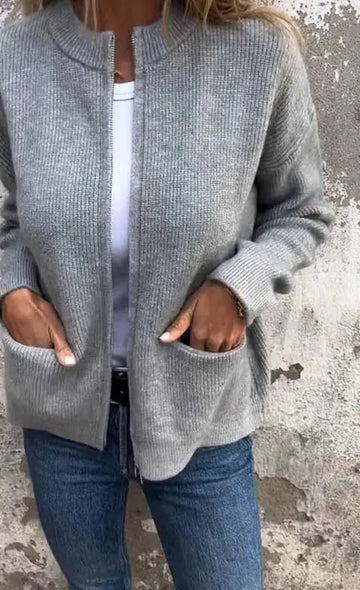 New Solid Color Casual Coat Zipper Sweater Cardigan Meifu Market