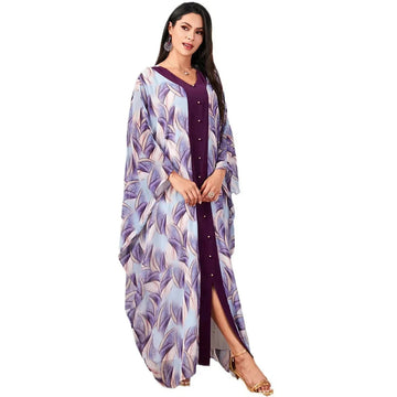 arabic print maxi dress | long sleeve floral dress | muslim modest clothing | energy saving