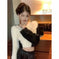 mink fur blend sweater | v-neck short sleeve top | soft acrylic knitwear | energy saving