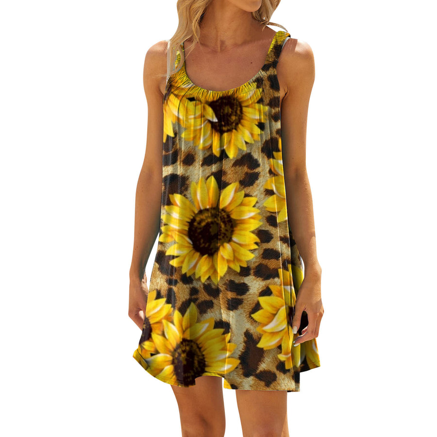 Women's Sunflower 3D Digital Printing Dress Meifu Market