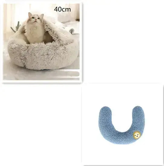 2-in-1 Dog & Cat Bed - Round Plush Warm Winter Pet House Meifu Market