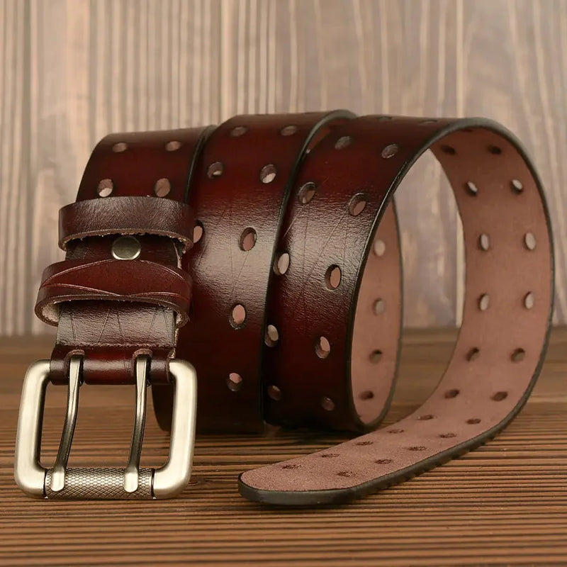double pin buckle belt | genuine leather belt for men | adjustable casual belt | ultrasonic cleaning