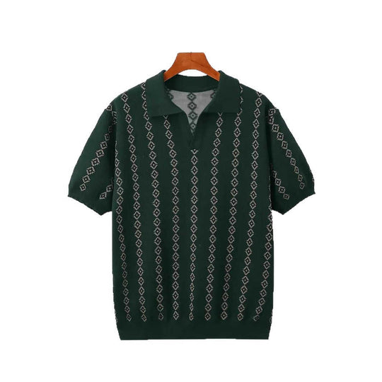 Striped Jacquard Knit Polo – Men's Regular Fit Summer Shirt