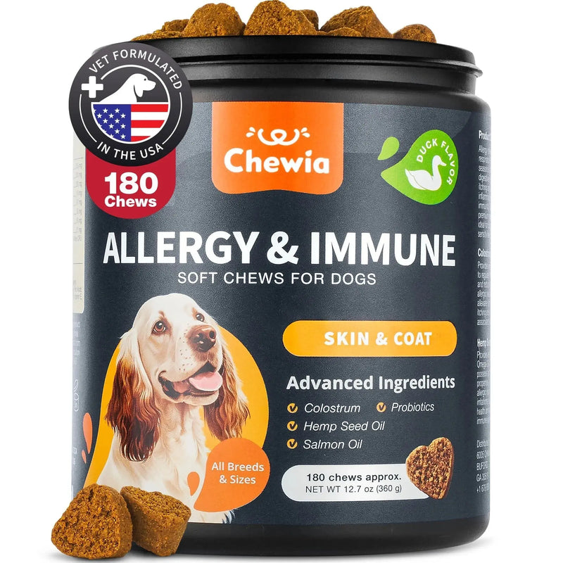 Dog Allergy Relief Chews Itch Relief For Dogs Anti Itch Dog Allergy Chews US Formulated Dog Itching Skin Relief With Salmon Oil Immune Health Seasonal Allergies & Hot Spots Support Treats Meifu Market