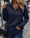 Zipper Stand Collar Pullover Sweatshirt Fashion Solid Striped Long Sleeve Top Spring And Autumn Women's Clothing Meifu Market