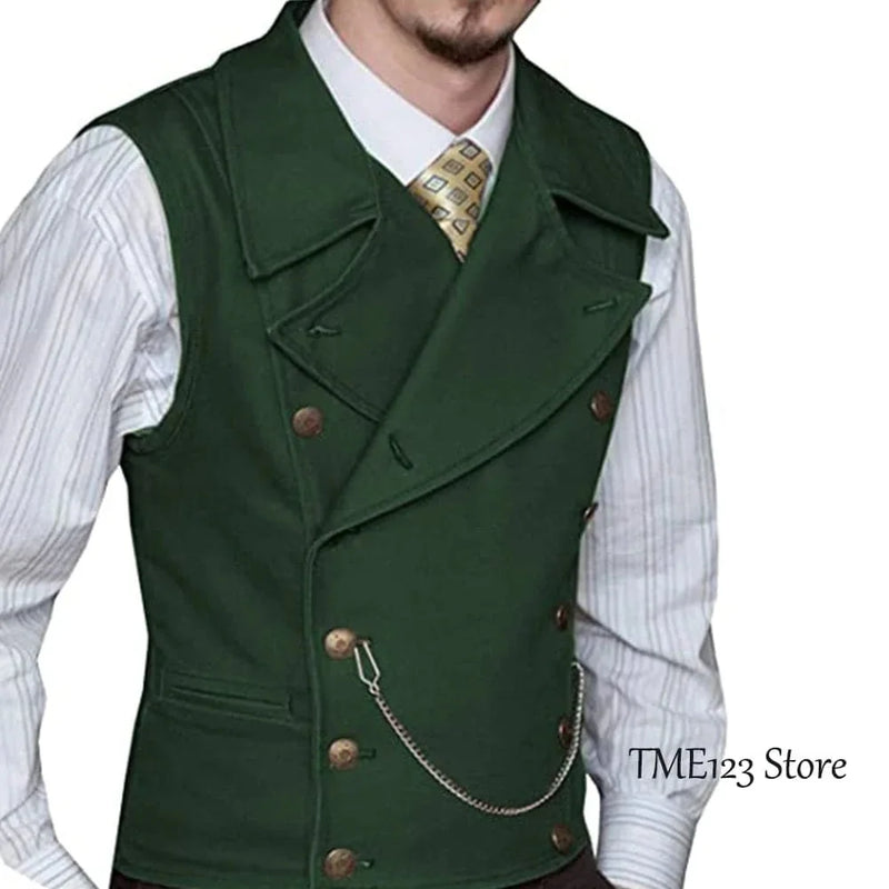 victorian double-breasted vest | woolen suit vest for men | three-piece suit accessory | ultrasonic cleaning