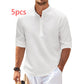 Men's Casual Shirt  Long Sleeve Stand Collar Solid Color Shirt Mens Clothing Meifu Market