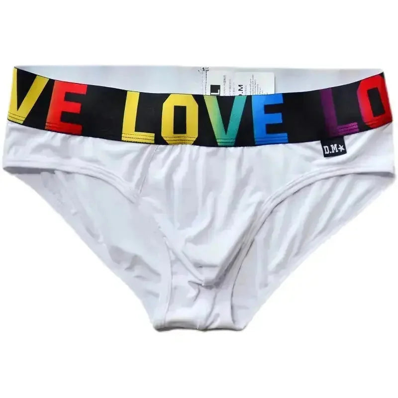 low waist mens briefs | solid color underwear | rainbow letter print | energy saving