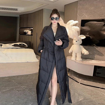 Retro Elegant Lapel Long Lace Up Down Cotton-padded Jacket Meifu Market