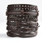 vintage leather bracelet for men | woven leather bracelet set | punk style charm bracelet | energy saving