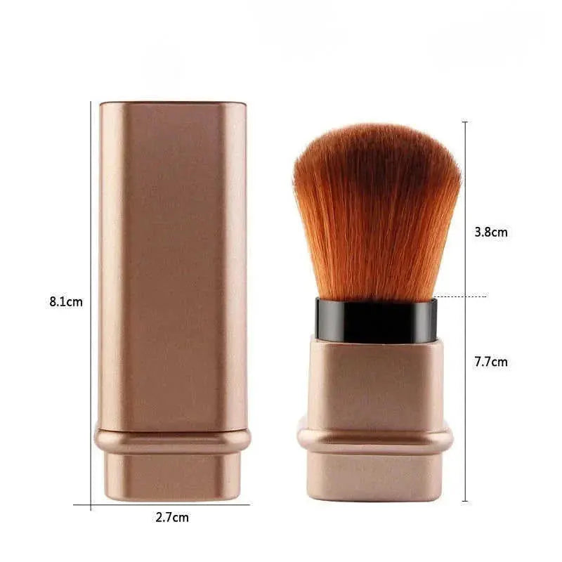 Portable Single Makeup Brush Silver - reverse side showing construction