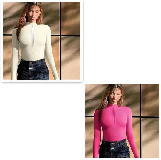 seamless shapewear jumpsuit | long sleeve bodysuit for women | slimming romper with zipper | energy saving