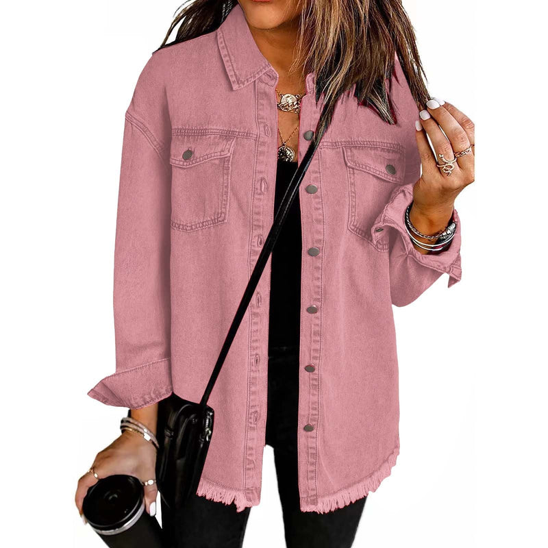 Washed Denim Shirt Jacket Women's European And American Meifu Market