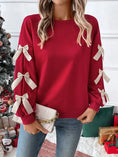 Hemp Bundle Pocket Round Neck Bow Red Christmas Sweater Girl Meifu Market