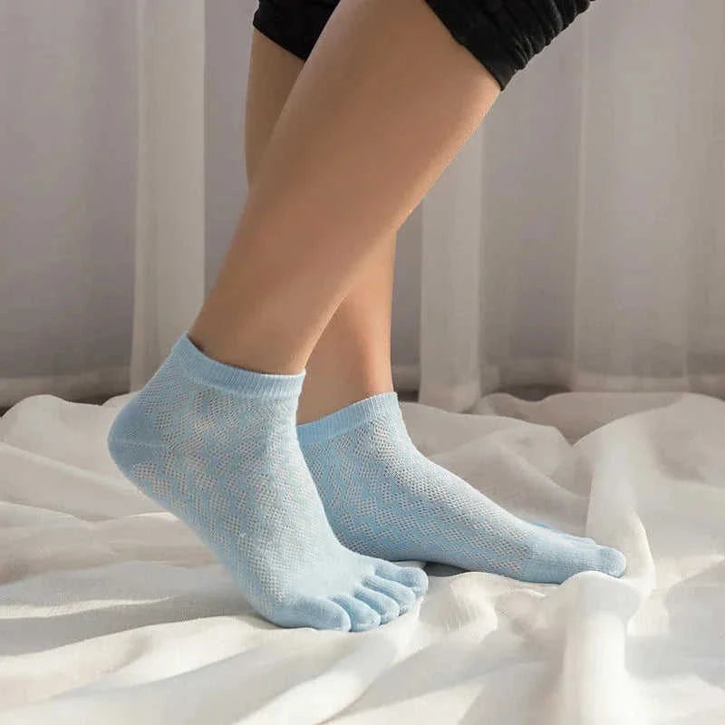 ultra-thin cotton socks | breathable toe socks for summer | moisture-wicking plain socks | energy saving