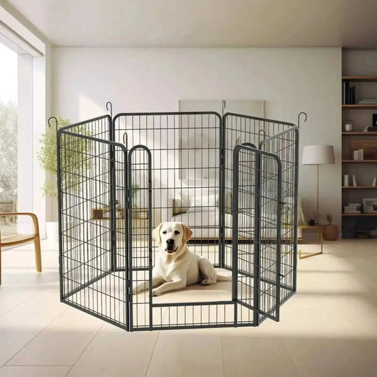 6 Panels Heavy Duty Metal Playpen With Door 39.37 H Dog Fence Pet Exercise Pen For Outdoor, Indoor - main view (pattern:...