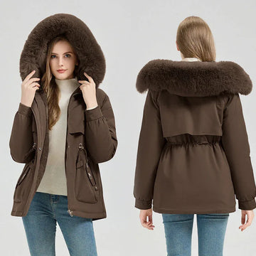 Waist Trimming Short Hooded New Big Fur Collar Coat Women's Clothing Meifu Market