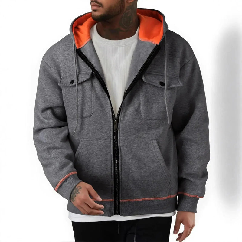 plus-size-mens-sweater | fleece-lined-hoodie | big-and-tall-zipper-top | energy saving