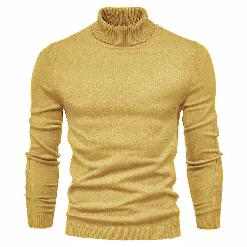 Men's Solid Color Slim Pullover Turtleneck Sweater Winter Casual Tops Clothing Meifu Market