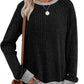 Color Matching Casual Round Neck Pullover Long Sleeve Top Meifu Market