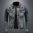 stretch denim jacket for men | slim fit denim jacket | lightweight stretch denim | ultrasonic cleaning