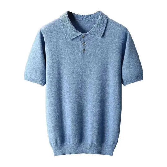 ultra-fine cashmere fabric | slim-fit polo collar tee | premium knitwear for men | ultrasonic cleaning