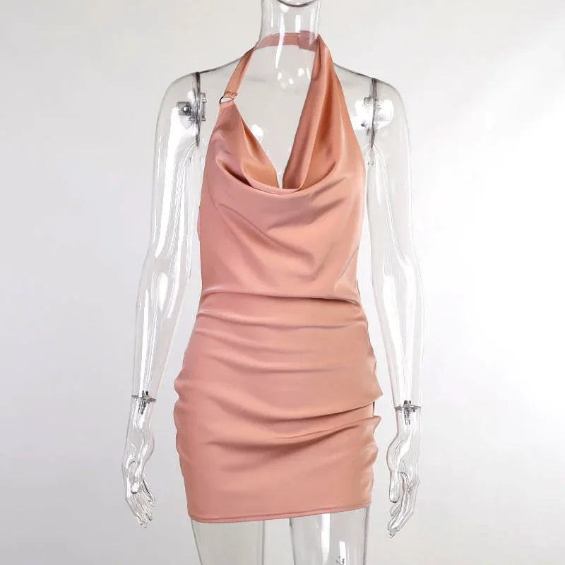 satin fabric dress | sleeveless mini dress | summer party wear | ultrasonic cleaning