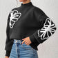Women's Three-dimensional Ribbon Embroidery Flower Mock Neck Sweater Meifu Market