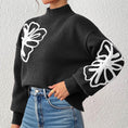 Women's Three-dimensional Ribbon Embroidery Flower Mock Neck Sweater Meifu Market