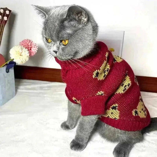 Adorable Cartoon Bear Pet Hoodie - Soft, Cozy, and Festive Christmas Sweater for Cats and Dogs - Keep Your Pet Warm and...