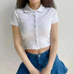 Crop Knit Cardigan With Standing Neck