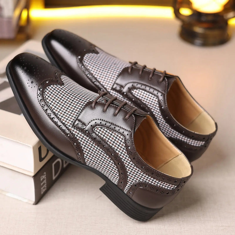 Imitation Houndstooth Men's Shoes Casual Leather Shoes Meifu Market