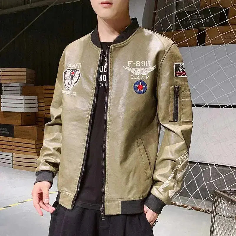 men motorcycle leather jacket | embroidered biker jacket | stylish riding jacket | energy saving