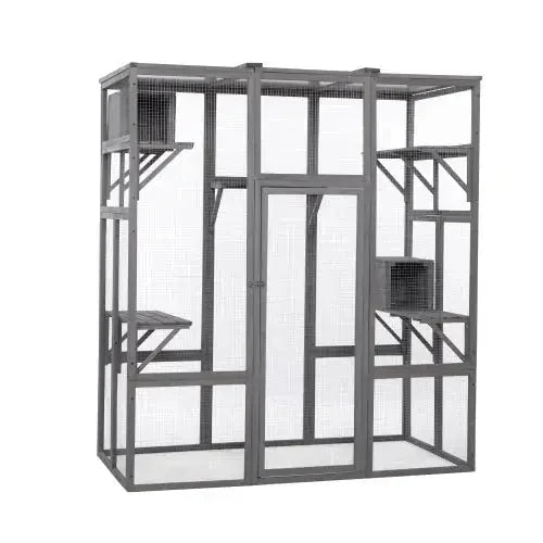 oversized cat cage grey | large cat enclosure with platforms | multi-level cat playpen | ultrasonic cleaning