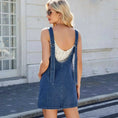 stretch denim overall dress | midi length with pockets | summer casual wear | ultrasonic cleaning