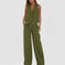 lightweight linen blend fabric | high-waisted wide-leg trousers | breathable sleeveless vest top | ultrasonic cleaning