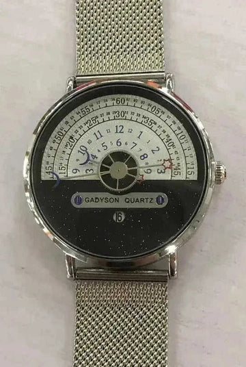 Men's 24-Hour Dial Quartz Watch – Stainless Steel Wristwatch, Gold & Silver
